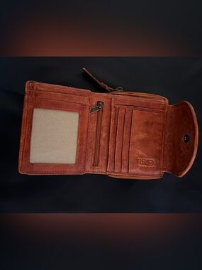 RFID Leather Trifold Wallet - Brown